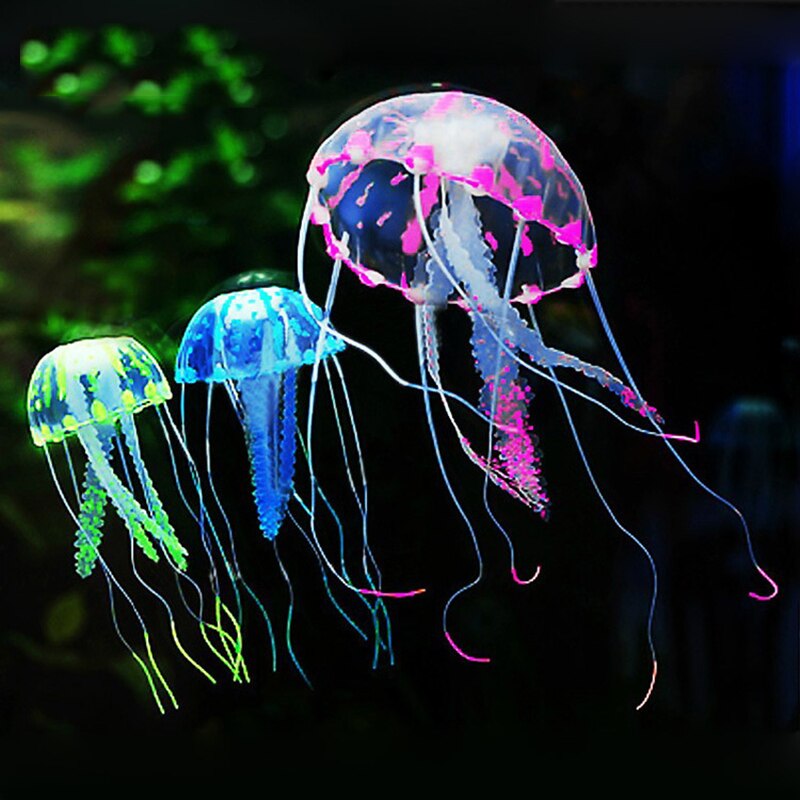 4 pcs Aquarium Jellyfish Artificial Glowing Effect Fish Tank Decoration Aquarium Underwater Landscape Safe Decor Pet Products