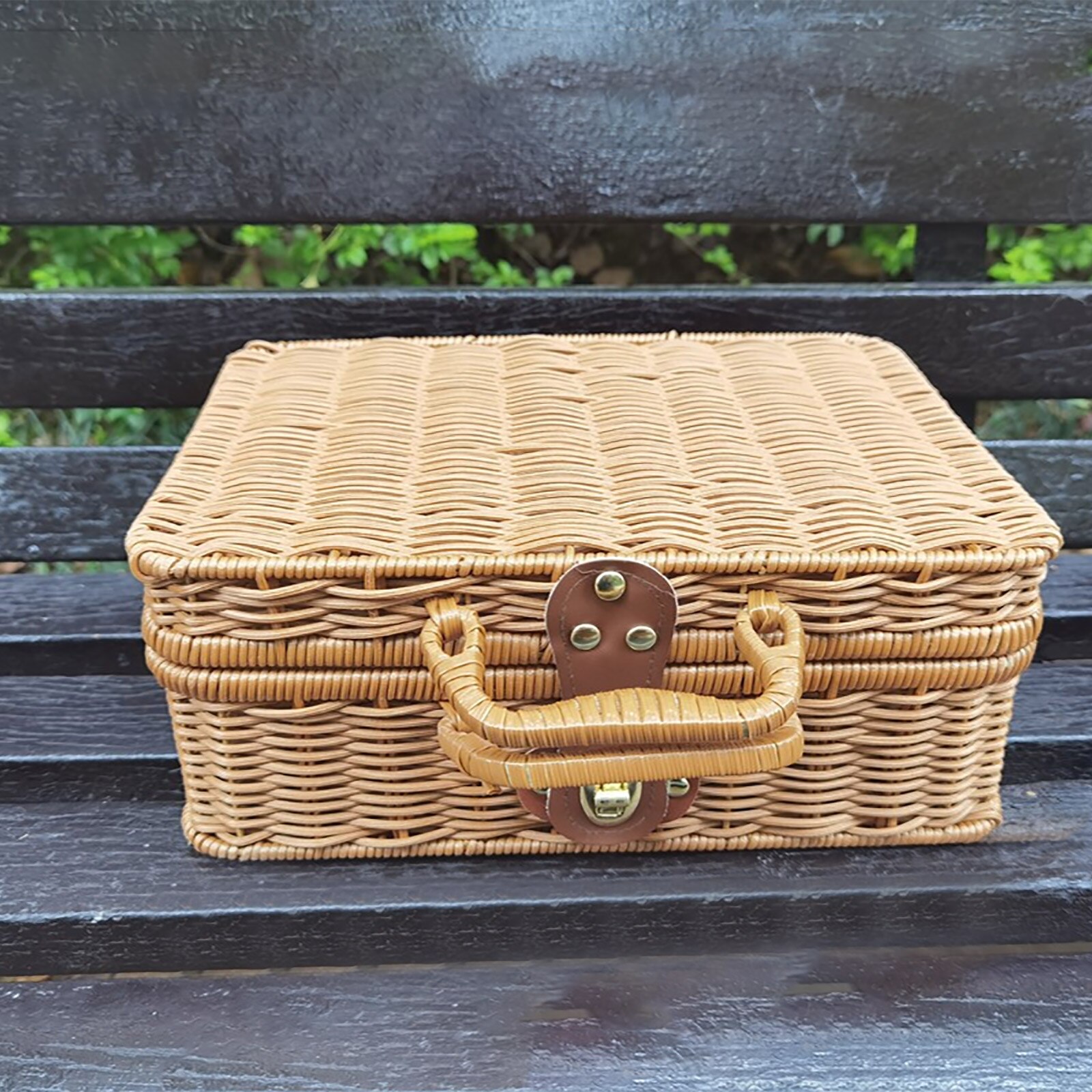 Koffer Rotan Opbergdoos Mand Geweven Voor Picknick Buiten Party Travel Woonkamer Kleren Speelgoed Houten Zeegras Manden Rieten
