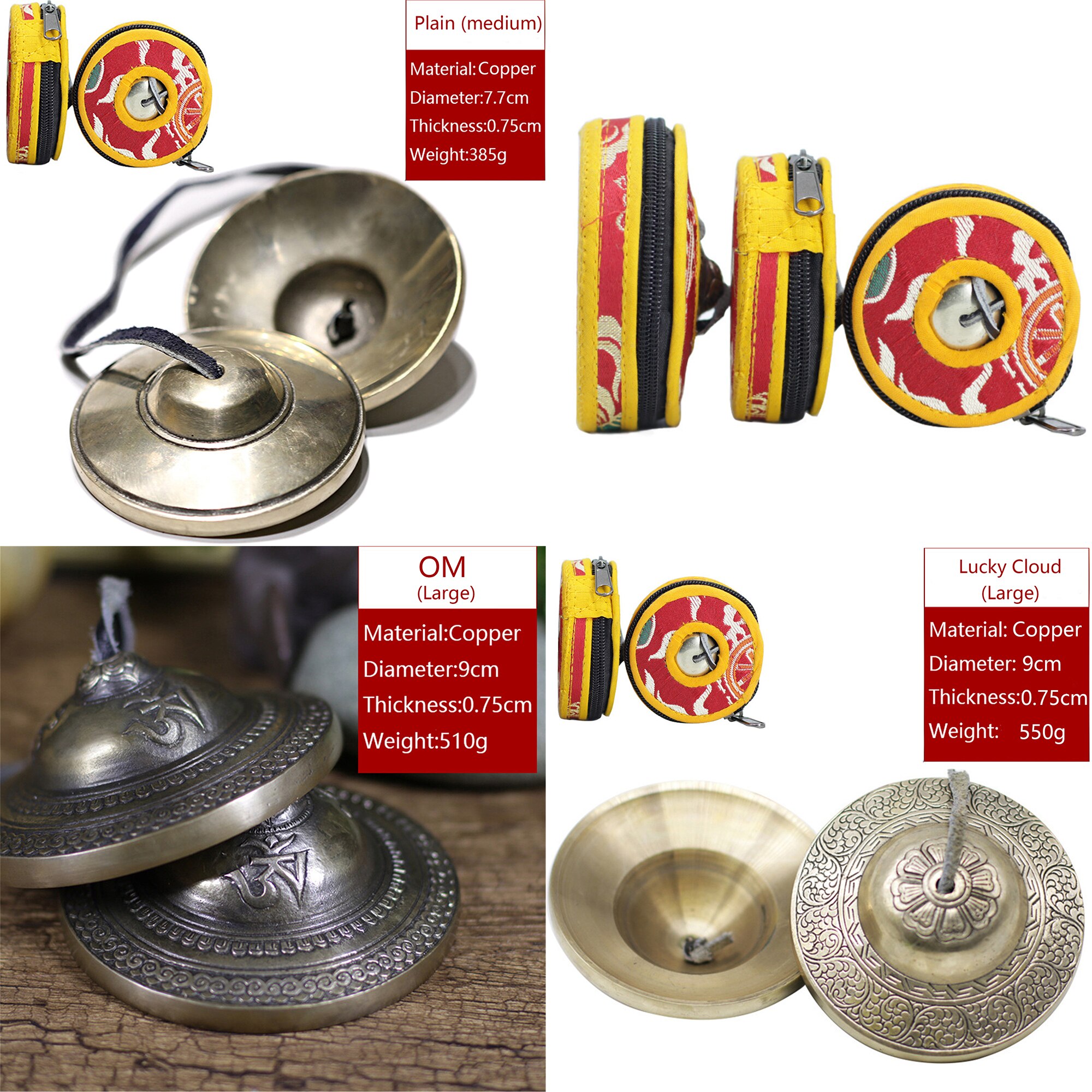 Campanilla de Tingsha tibetana hecha a mano con Om/nube de la suerte/Mantra, platillos de nepalí, el mejor para sanación de sonido de meditación