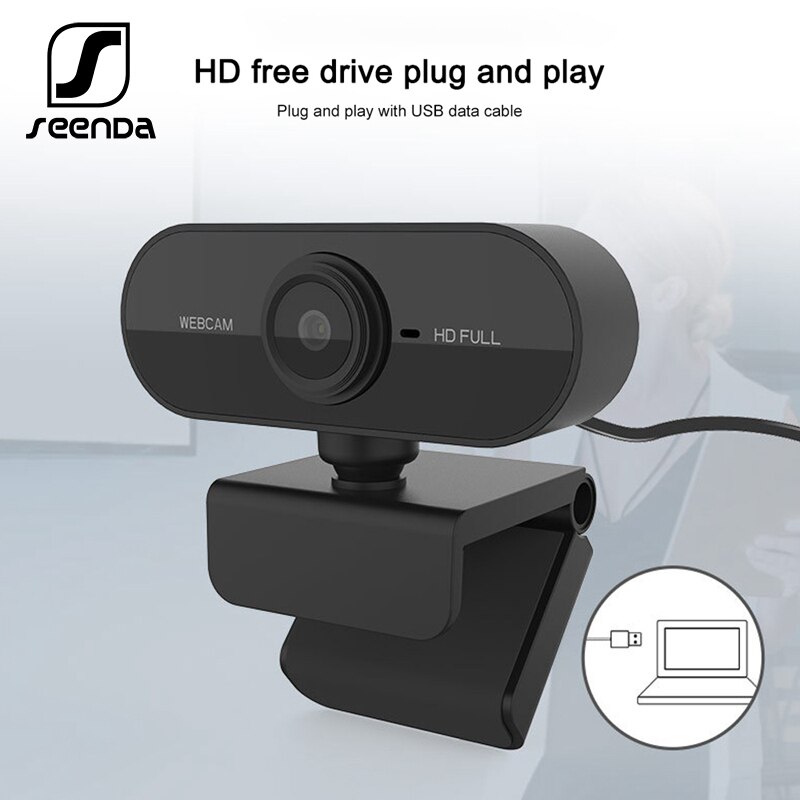 SeenDa-cámara Web Full HD de 1080P para ordenador, Webcam con micrófono, ajuste de 360 grados, USB