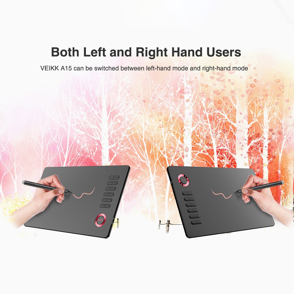 VEIKK Drawing Tablet A15 Graphic Tablet 10x6 inches Digital Drawing Tablet with 8192 Induction Levels 5080 LPI Blue Button