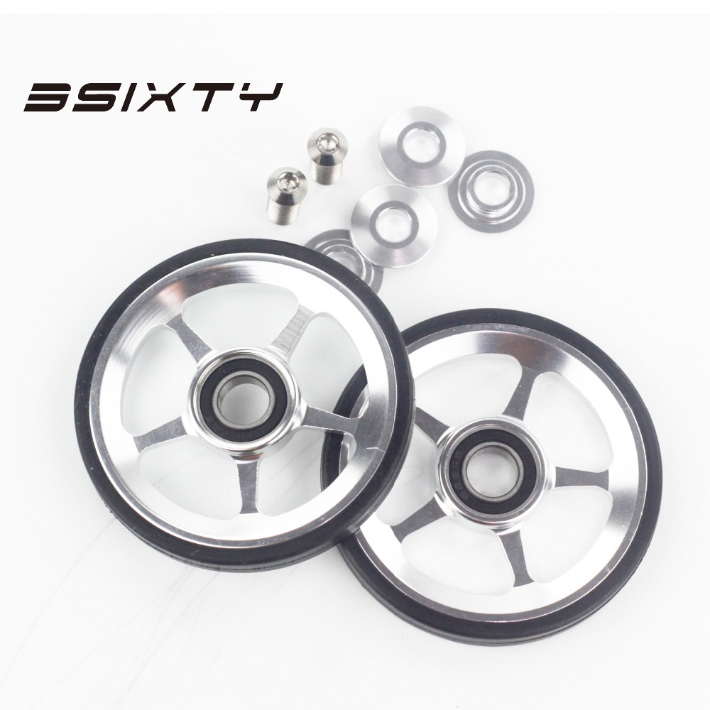 Lot De 2 Roues Faciles En Aluminium – 60 Mm, Avec Roulements, Pour Brompton Et 3Sixty, Noir