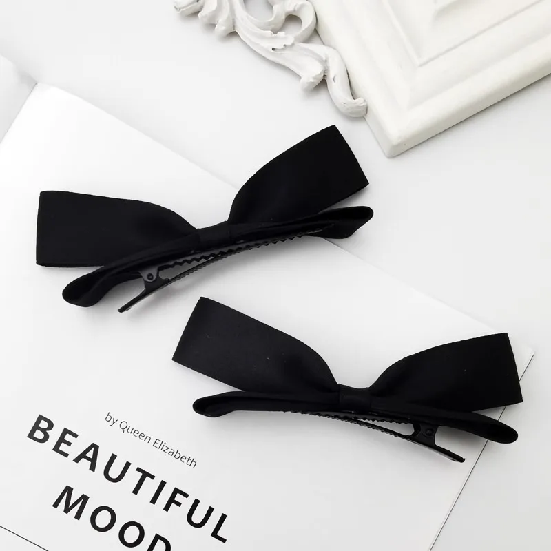 Niedliche stereoskopische rosa schwarze Schleife Haarnadel Haar-Seitenklammern für Frauen Mädchen Art freundlicher Stirnband für Haarschmuck Kopfbedeckung