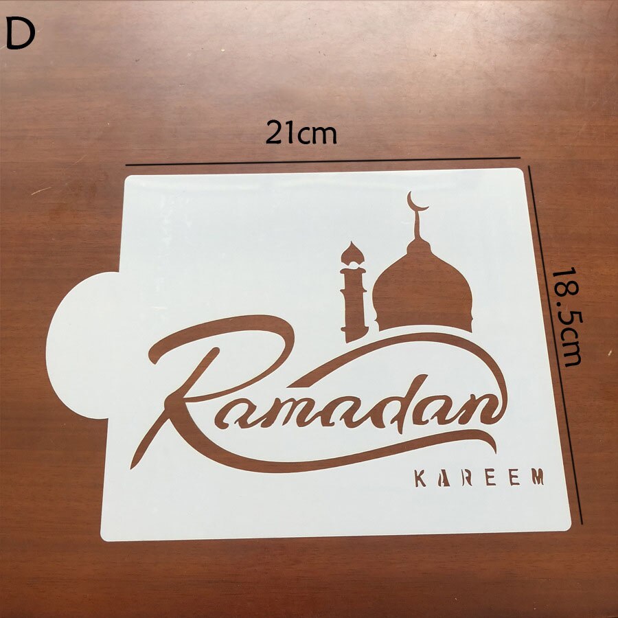 1 stk eid mubarak ramadan kaffe udskrivning skabelon spray stencilsæt diy fondant kage kiks dekorationsværktøjer: D
