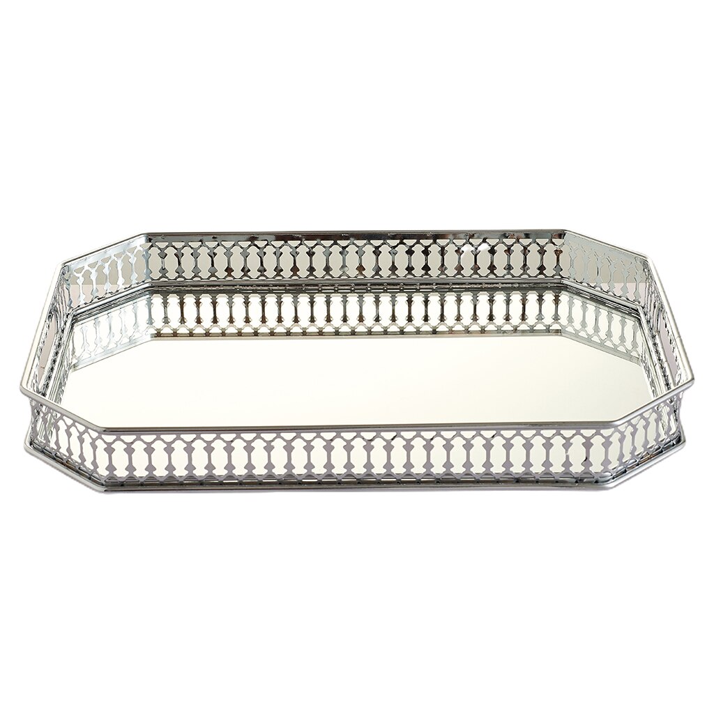 Crystal Cosmetic Tray Decorative Vanity Mirrored Jewelry Trinket Organizer Trays Vanity Makeup Tray Bathroom Home Decor