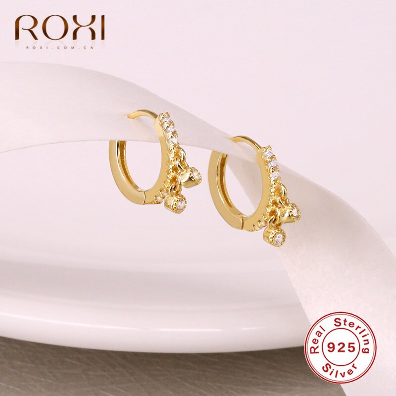Roxi 925 Sterling Zilver Cz Cirkel Kleine Stud Oorbellen Voor Vrouwen Huggies Sieraden Enkele Rij Zirkoon Ronde Oorbel Bruiloft Sieraden