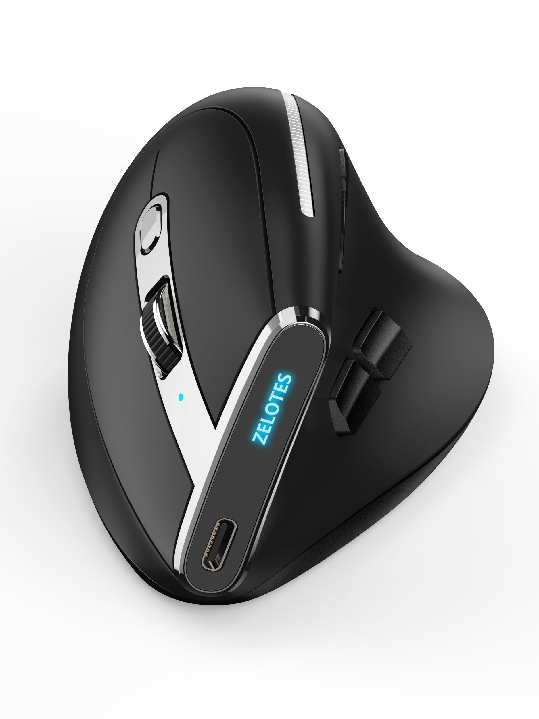Pionowa mysz Bluetooth Lefon Bezprzewodowe myszy ergonomiczne z ekranem OLED RGB Optyczna mysz USB z akumulatorem do gier na laptopach PC: Black