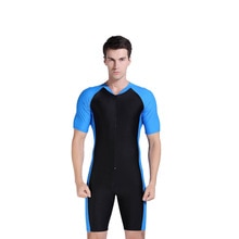 Man Een Stuk Korte Mouw 2mm Neopreen Samengevoegde Duikpak Dunne Wetsuit Stevig Blauw Modieuze Comfortabele traje neopreno