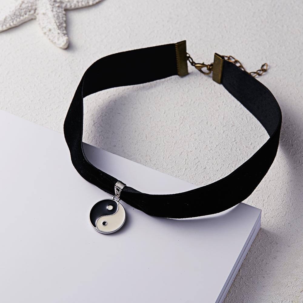 Choker Ketting Zwart Kant Fluwelen Strip Vrouw Kraag Partij Sieraden Ketting Handgemaakte Lederen Touw Sneeuwvlok Ster Sleutelbeen Keten