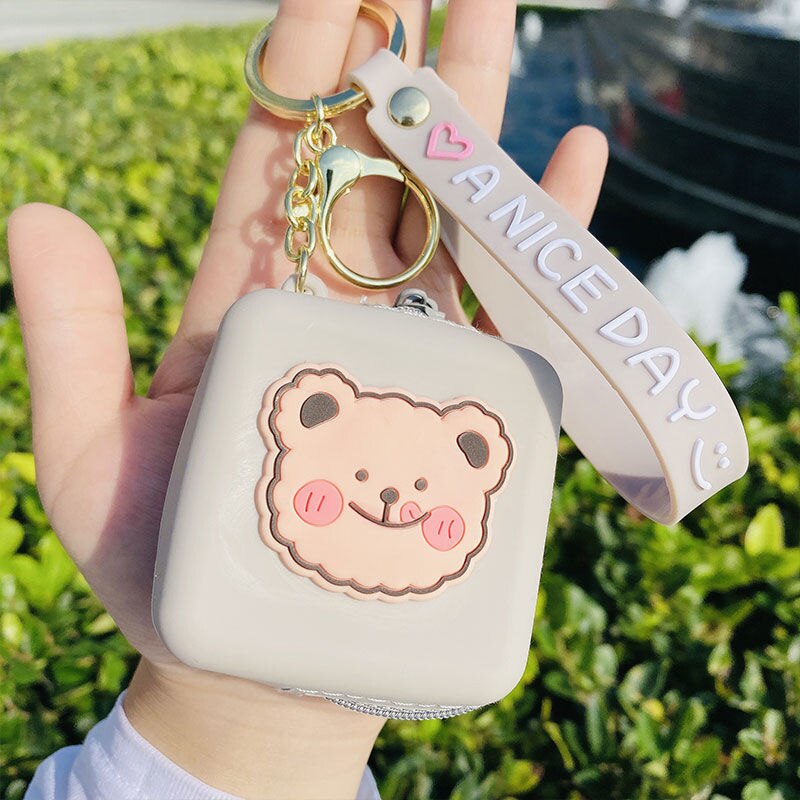 Heart-shaped Coin Purse Mini Silicone Animal Coin Purse Women Key Bag Coin Purse Kids Headset Bag Key Chain Ring