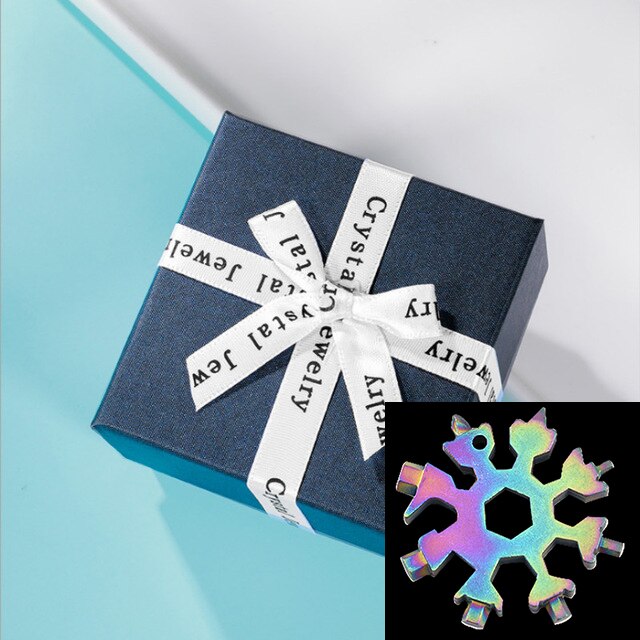 Mintiml™18-in-1 Edelstahl Schneeflocken Multi-Werkzeug bilden Schlüssel 420 Multifuction Achteckige Schlüssel Weihnachten: Farbe mit Geschenk Kasten