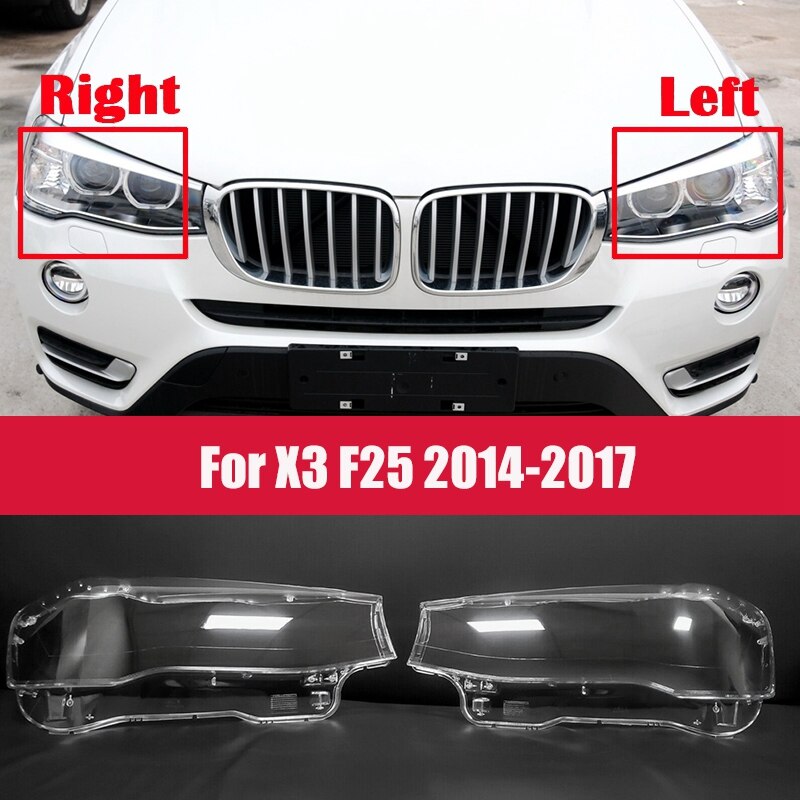 for BMW X3 F25 Car Headlight Cover Clear Lens Headlamp Lampshade Shell Grandado