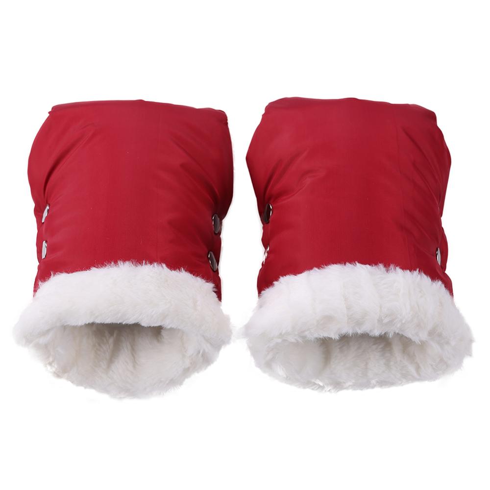 Landau poussette gants fourrure polaire landau main Portable confortable imperméable Muff bébé poussette: Red