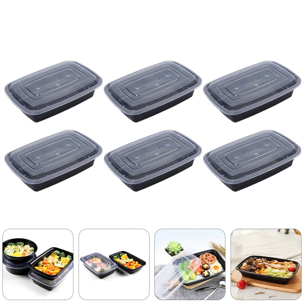 30pcs Disposable Lunch Boxes Takeaway Boxes Food Storage Boxes (Black)
