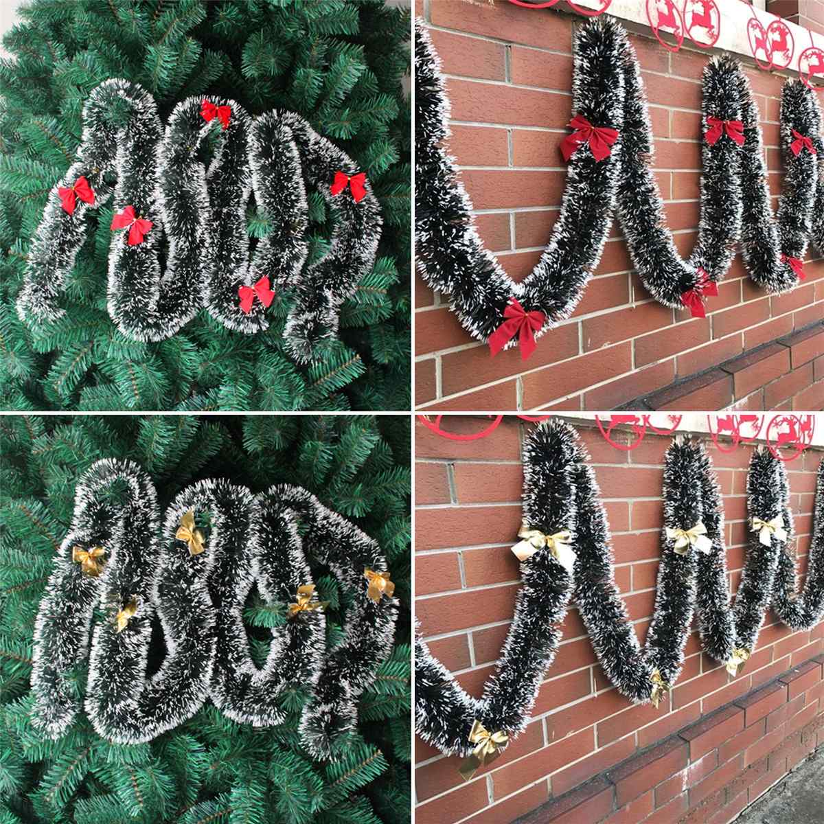 1pcs 2m red or yellow Christmas Garlands Artificial Madder Frosted Tinsel Garlands Tree Hanging Garlands For Decoration