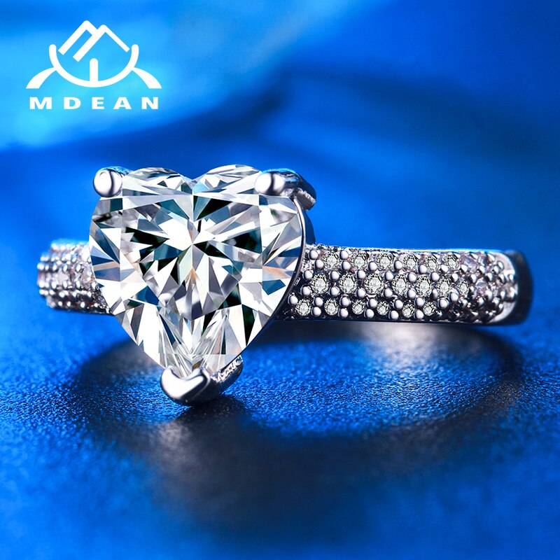 MDEAN Grote Hart Trouwringen Voor Vrouwen Wit Goud Kleur AAA Zirkoon Sieraden Engagement Bijoux Accessoires Size 5 6 7 8 9 MSR048