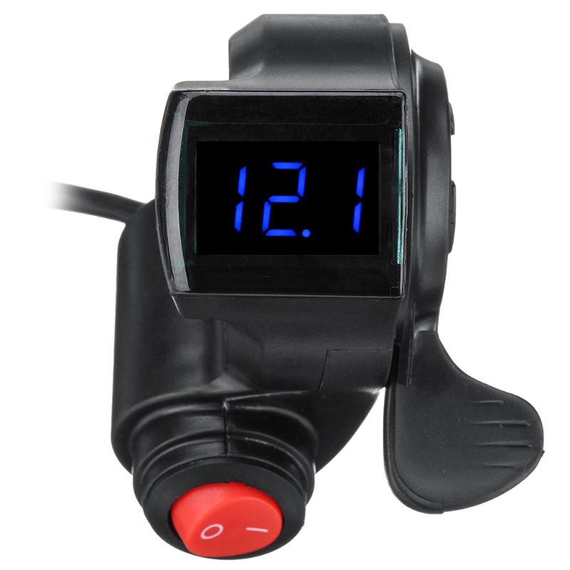 1 Set Electric Vehicle Voltage Display Switch Handle Finger Thumb Throttle Scooter with Power LED Display Handlebar Grips