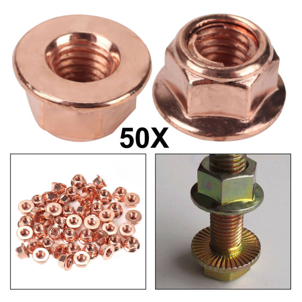 50x M8 Verkoperde Geflitste Uitlaat Moeren Sw 13 Spruitstuk Stud Hex Moer 8Mm Turbocompressor Moer Auto Bevestigingsmiddelen Accessoires