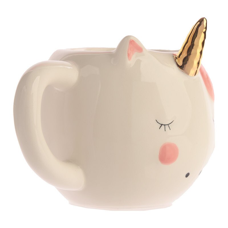 300ML Nette Einhorn Kaffee Tasse Karikatur Ebene Milch Becher Kreative Keramik Tasse Frau Einhorn Becher Einzigen schicht rosa mit griff