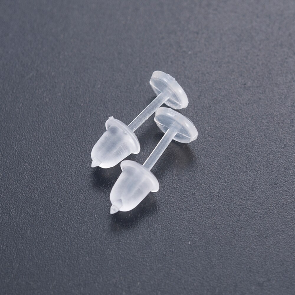 50/200 Pcs 3Mm Onzichtbare Plastic Zachte Siliconen Rubber Earring Base Pins Stud Oorbel Piercing Retainer Voor Diy Earring Bevindingen