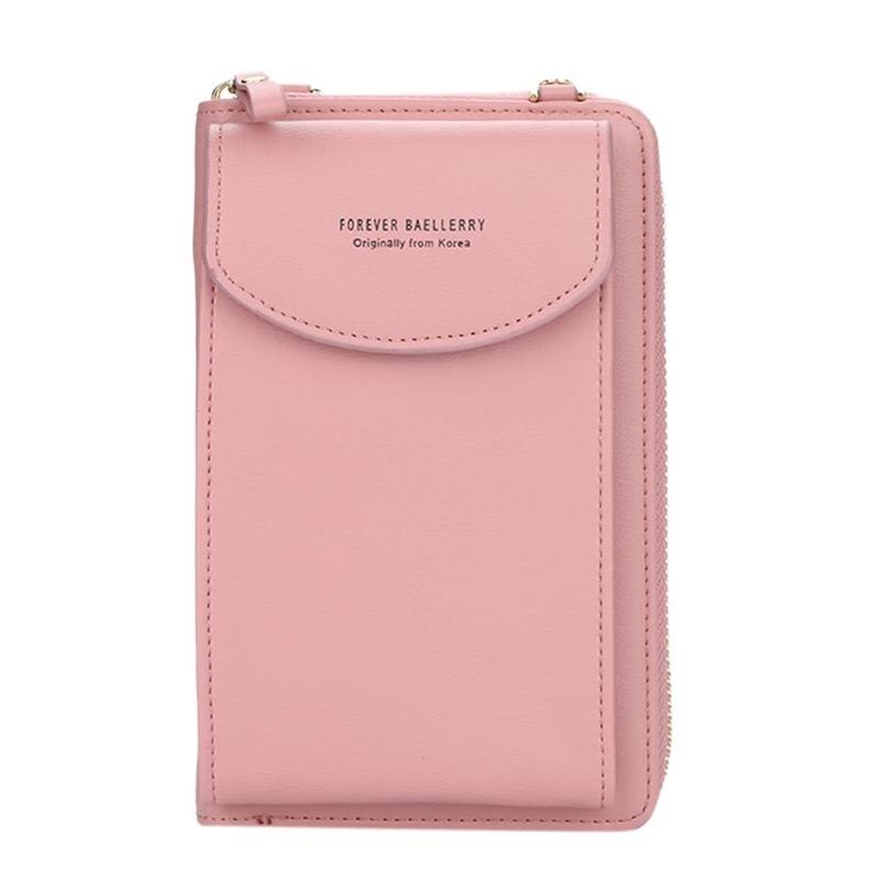 Bolso de mano de cuero PU para Mujer a la , bolso de mano largo de de , monedero de Color sólido para chicas, tarjetero, Bolsas para Mujer: Pink