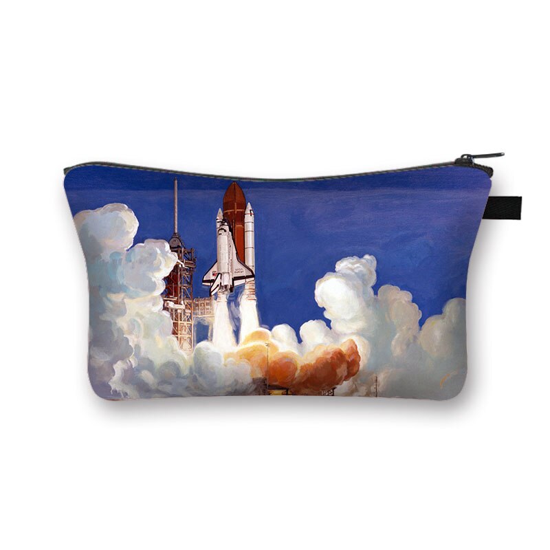 Astronauta/Spaceship kosmetyczka gwiaździsta noc Galaxy chłopcy dziewczęta kosmetyczki szminka etui damskie przenośne Mini portfel: shzbmarscw04