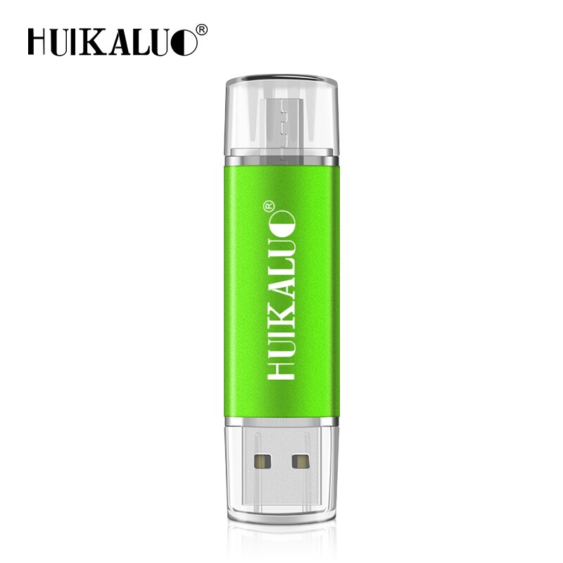 Unidad flash USB de alta velocidad, Memoria OTG de alta velocidad, 64 GB, 32 GB, 16 GB, 8 GB, 4 GB, almacenamiento externo, doble aplicación, Micro USB: 128 GB / green