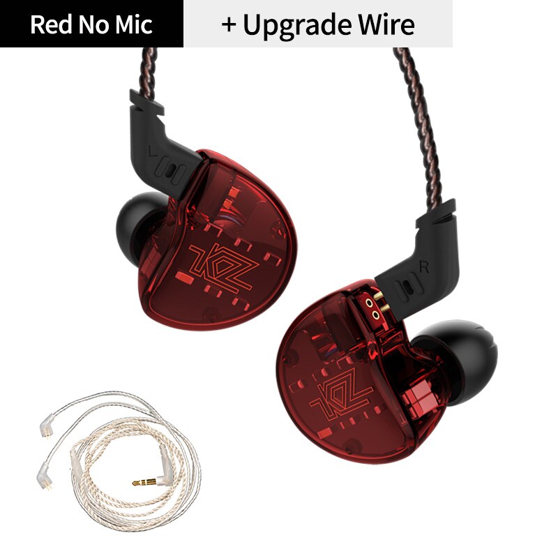 Kz ZS10 Hoofdtelefoon 4BA + 1DD Dynamische Armature Oordopjes Hifi Bass Headset Noise Cancelling In Ear Monitors Hybrid Oortelefoon: RedNomic cable