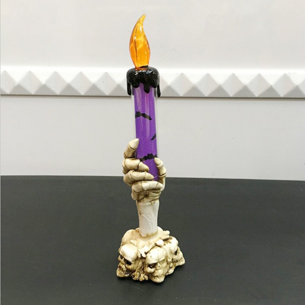 Schedel Stand Led Kaars Skeleton Hand Licht Woondecoratie Party Halloween Lamp