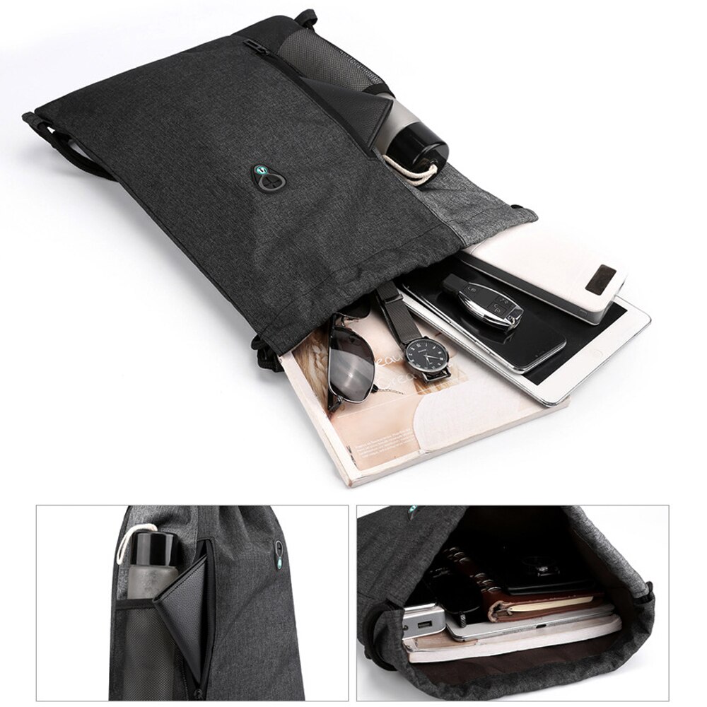 Gym Sack with Earphones Jack Drawstring Backpack Water-resistant Drawstring Bucket Bag Light Sack for Adults and Teenagers Kids