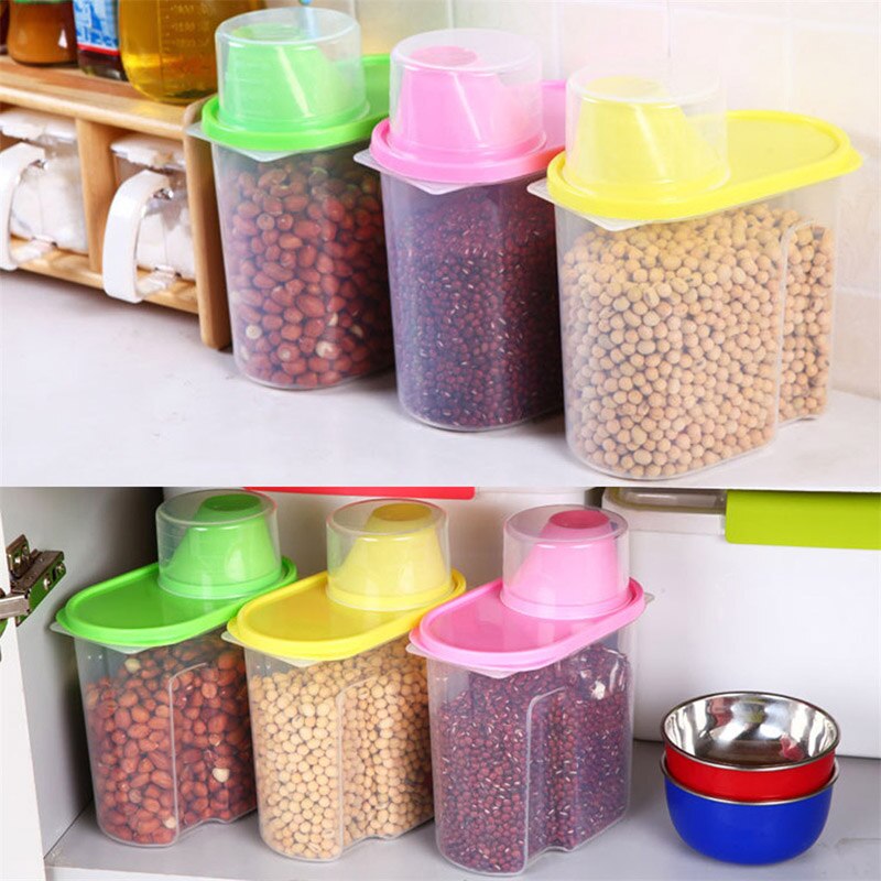 Dried Food Cereal Flour Pasta Food Storage Dispenser Rice Container Sealed Box L4MB