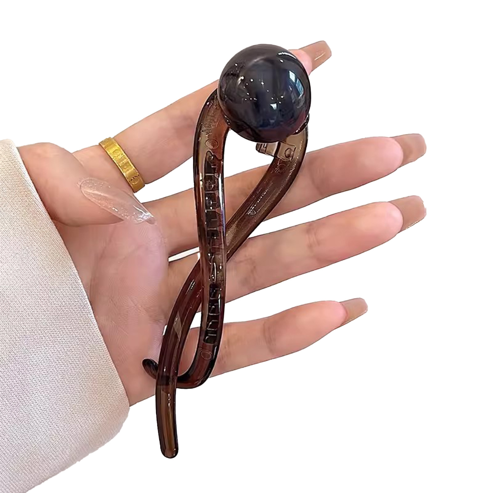 Pasadores de verano para mujer, horquilla con forma de bola colorida Vintage, accesorios para el cabello de viaje para compras diarias, pinza para el cabello de tiburón grande, 1 ud.: Plata