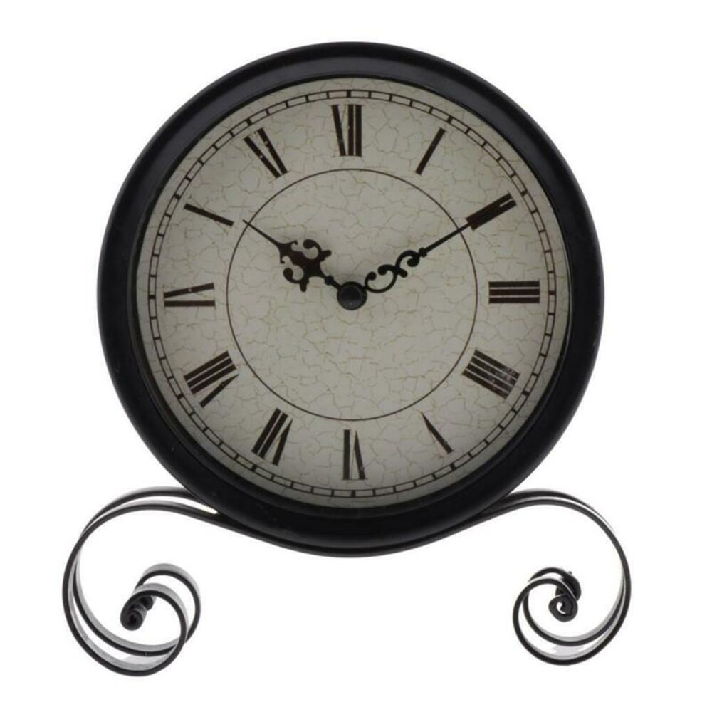 England Style Clock Vintage Desk Round Battery Power Silent Clock Antique