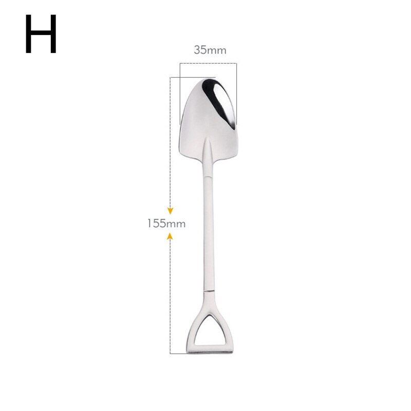 Retro Watermelon Shovel Coffee Spoon Stainless Steel Dessert Spoon Ice Cream Spoon Tip Flat Shovel for Christmas: H