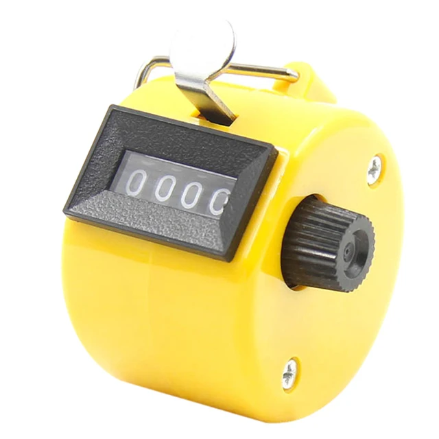 Handheld 4 Digitale Teller Mechanische Handmatige Palm Clicker Nummer Telling Diverse 8 Kleuren Teller Teller Aantal Teller: YELLOW
