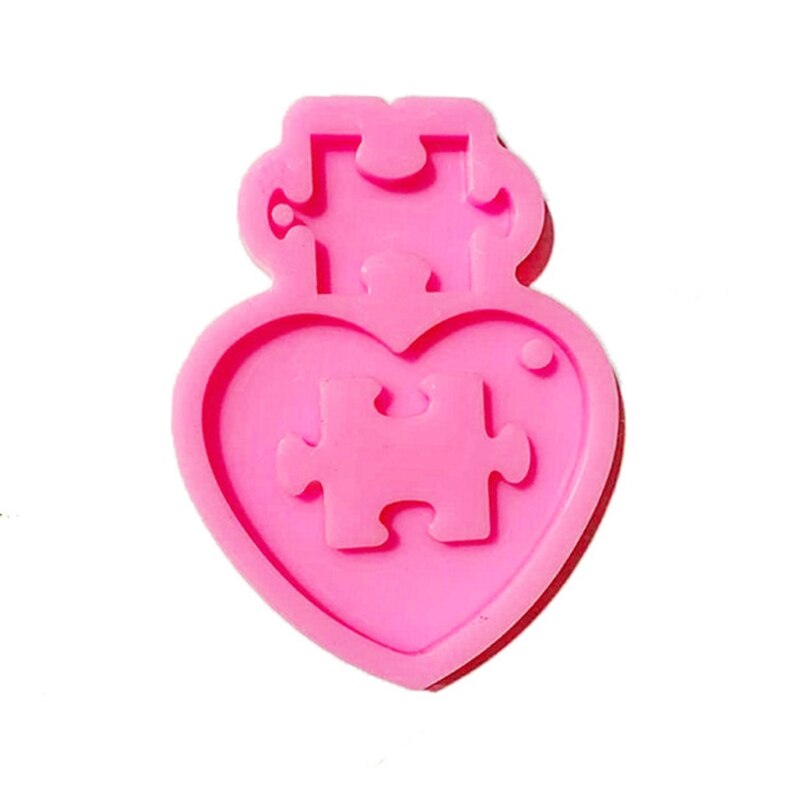 DIY Autistic Love Puzzle Pendant Keychain Silicone Mold Heart Jigsaw Puzzle Mold