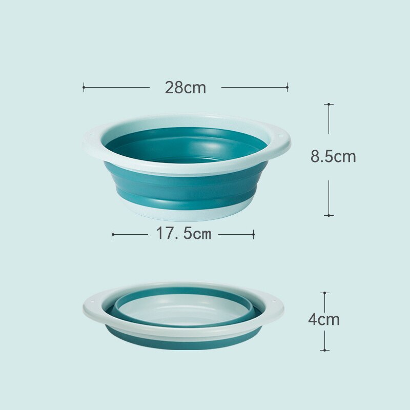 Plastic Silicone Folding Basin Portable Camping Wash Basin Car Wash Bucket Household Kitchen Fruit Clean Basin Home Supplies: Blue M
