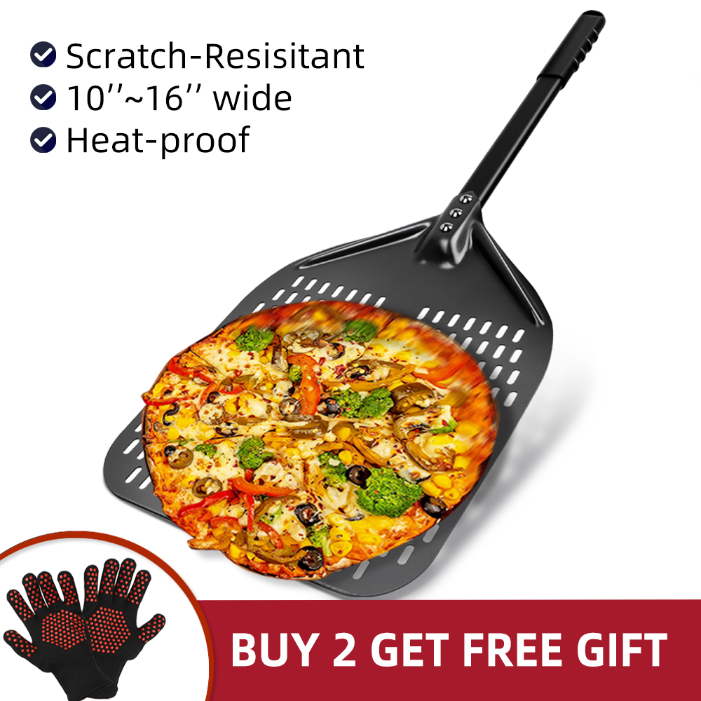 10 12 13 14 16 tommers stor pizzaspade med perforert spade, kort håndtak til ovn, snuing, skrell, kjøkkenverktøy, nonstick pizzabaking