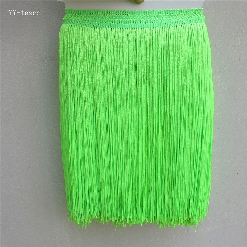 YY-tesaco 5yards 30cm Wide Lace Fringe Trim Tassel Fringe Trimming For DIY Latin Dress Stage Clothes Accessories Lace Ribbon: Fluorescent green