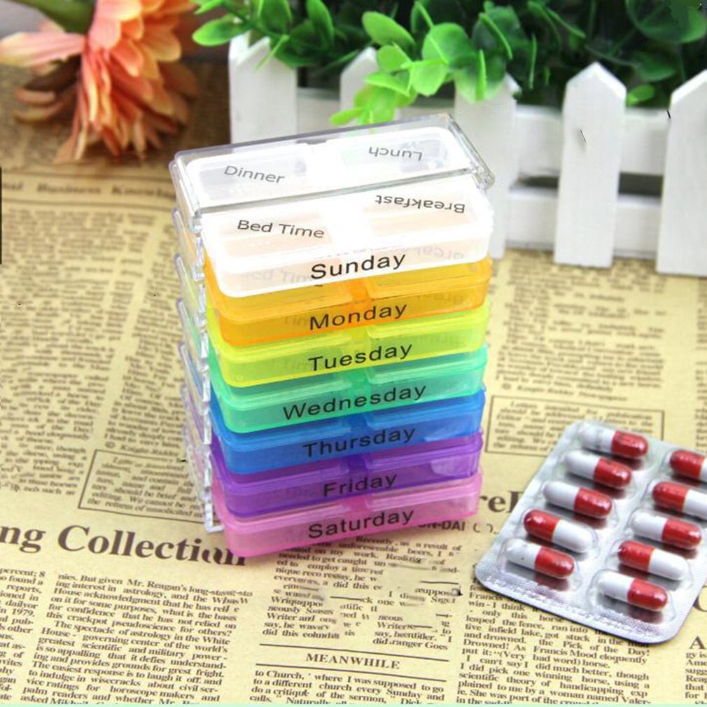 7 dages pilleæske pilleæske beholder til tabletter ugentlig pilleæske tablet sorterer medicin ugentlig opbevaringsæske beholder arrangør