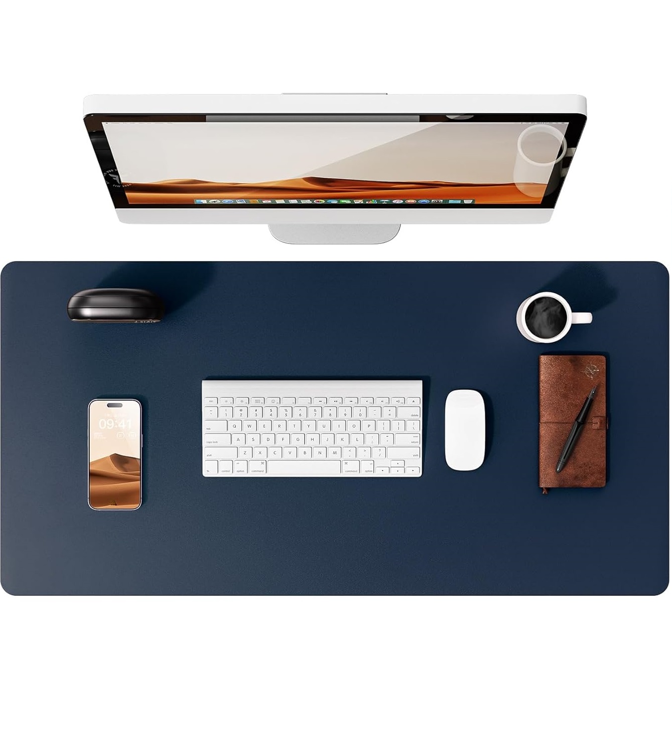 Leather Desk Mat, Large Office Desk Pad, Computer Desk Mat, Laptop Mat for Desk, Desk Protecor Mat, Desktop Mat, Desk Cover Mat: 60x30 cm / Blue