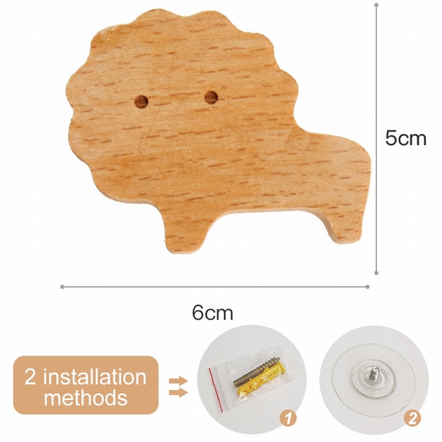 Crochets en bois d'animaux, 1 pièce, mignon, décoration de chambre, porte-clés mural, patère, porte de maison, crochet en bois, accessoires de cuisine, Gadget: jaune clair