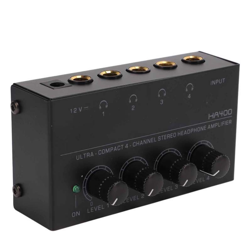 Amplificatore per cuffie 4 canali amplificatore Audio Stereo Splitter per auricolari 1/4in TS spina ue amplificatore Audio Stereo 100-240VAC