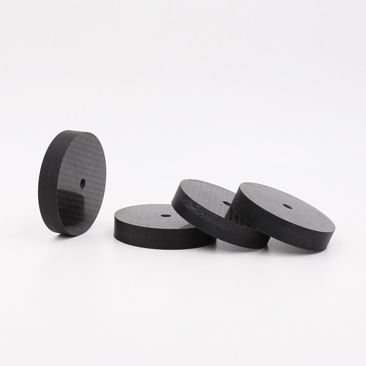 4 Uds X Negro fibra de carbono plato giratorio altavoz aislamiento 50X10mm Base de Punta Zapata pies para amplificador Hifi, CD, reproductor de DVD