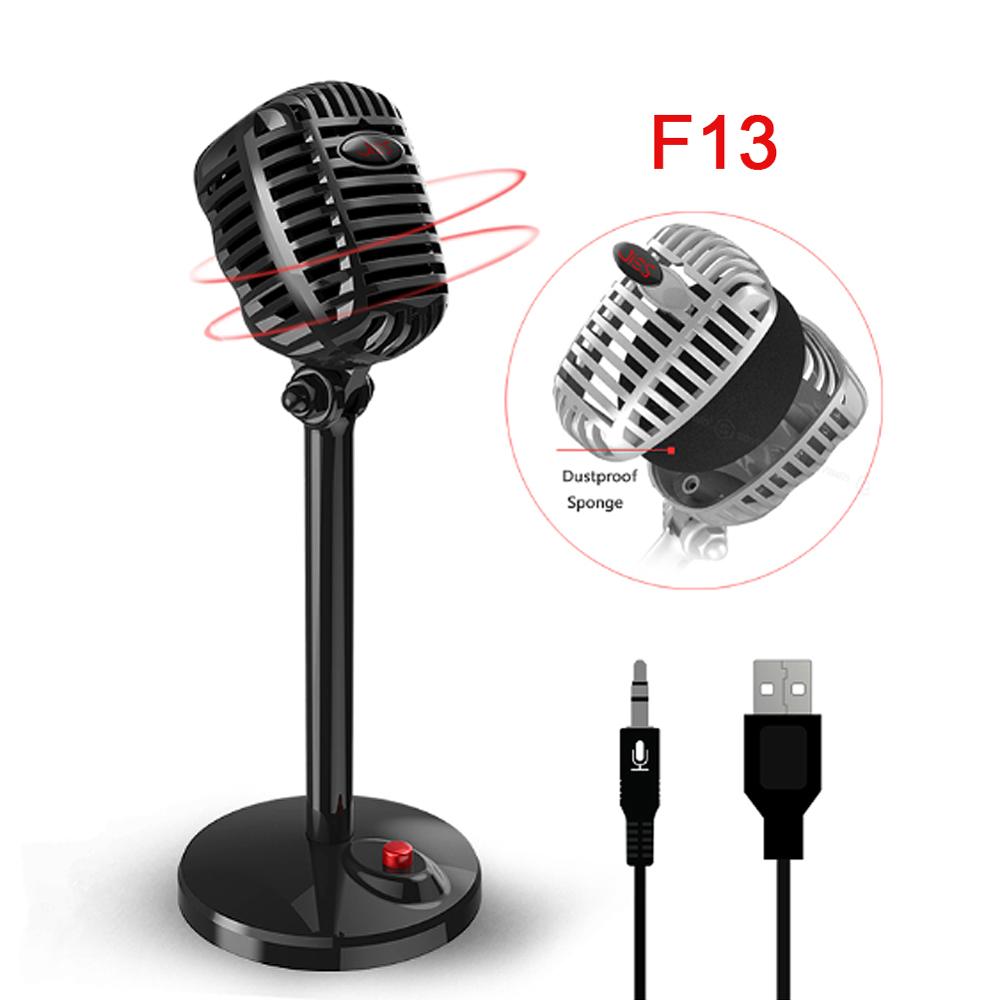 Condenser microphone Wired Studio HD Noise Tabletop USB 3.5mm Mircophone for Computer Retro Mic