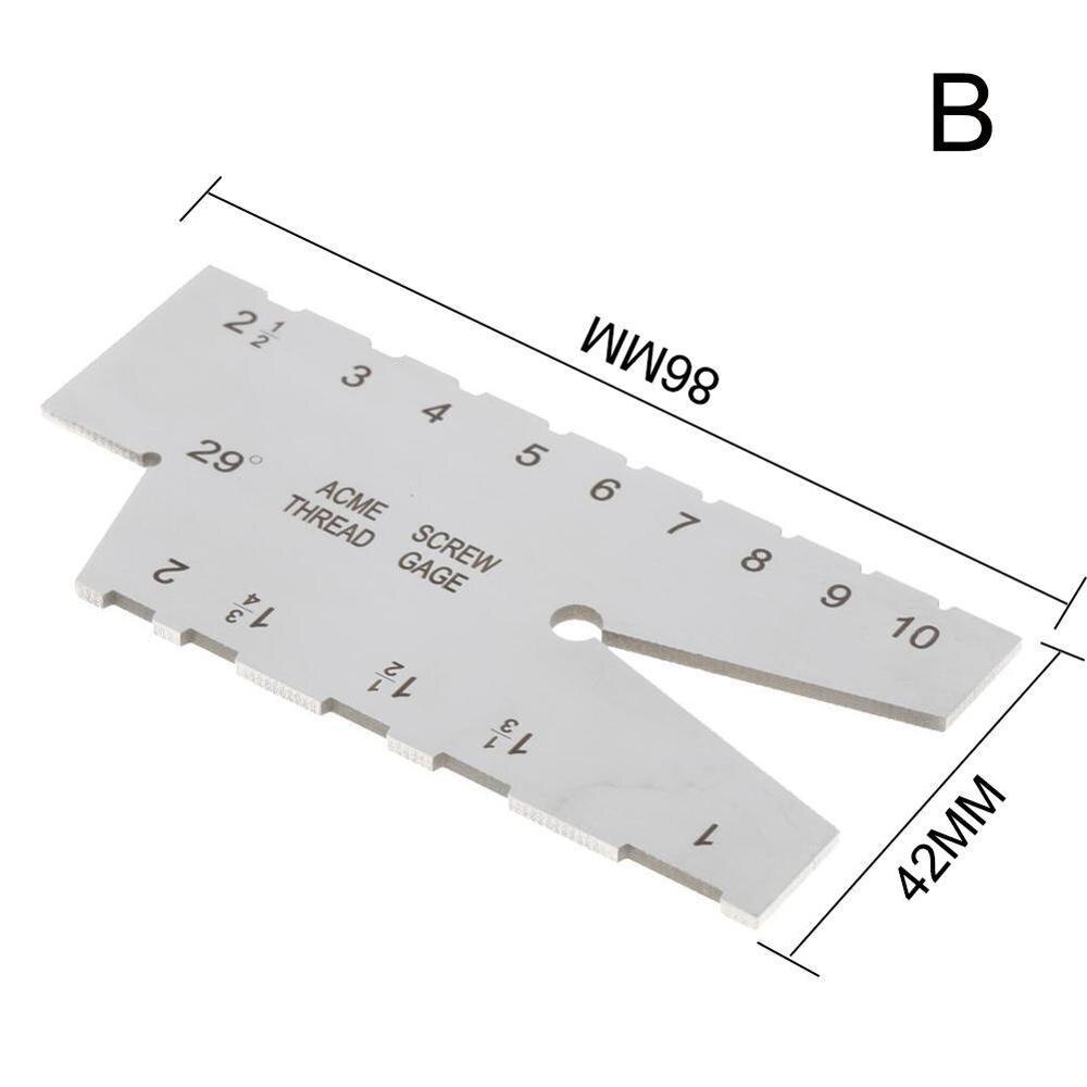 Calibrador de rosca trapezoidal Acme de 29/30 °, regla de molienda de soldadura, herramienta de soldadura de acero S9L4: B