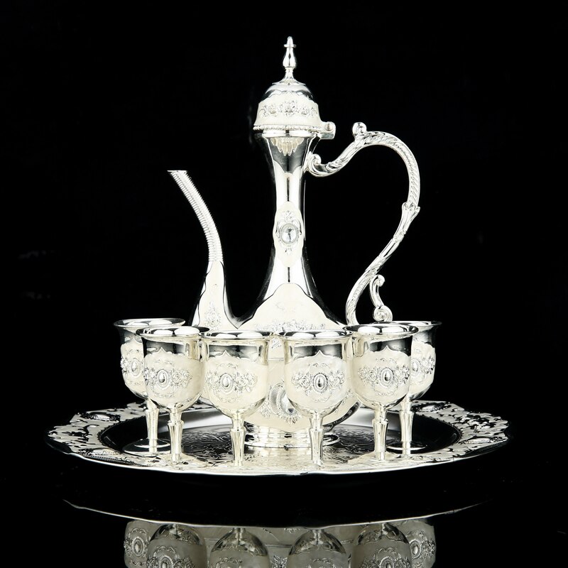 Ensemble de bouteilles de vin style palais rétro européen, 1 ensemble, fournitures de maison, de mariage, de , ensemble de flacons de hanche en métal, ornements, de noël: 8