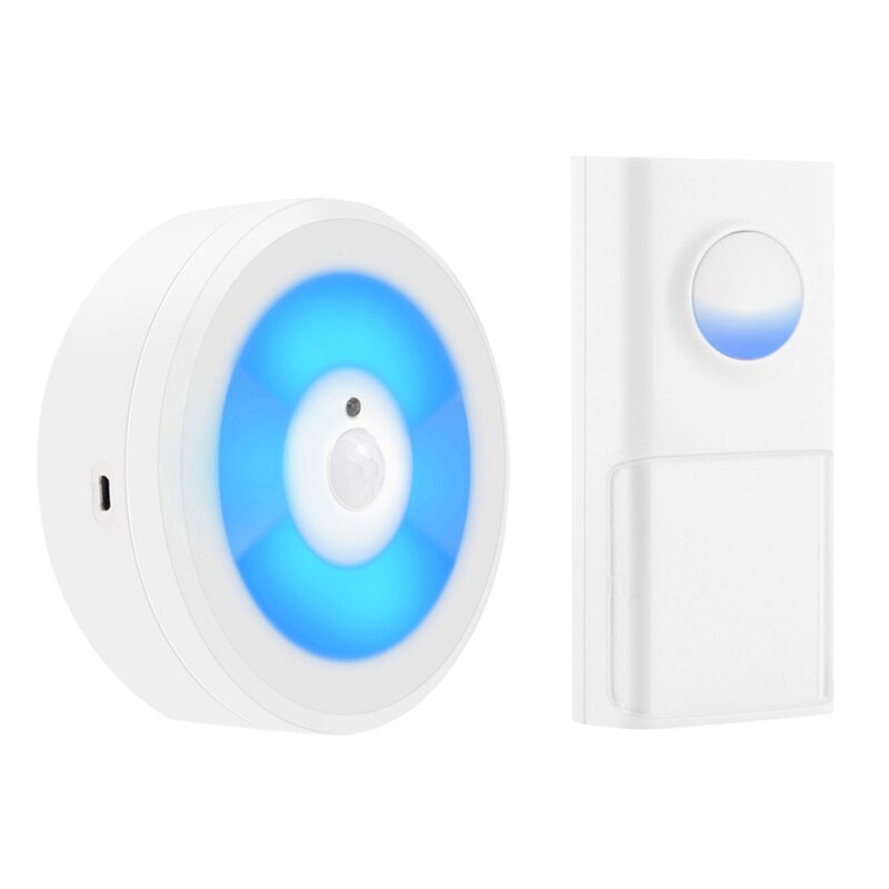 USB Powered IP55 Waterproof Wireless Smart Doorbell Door Bell Ring Chime Call 433MHZ LED Night Light Home Plug-Free For Home: W1 button 1 receiver