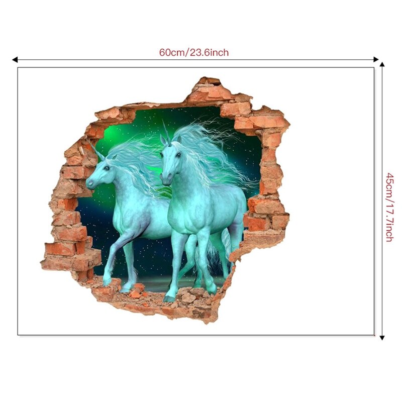 Cartoon Eenhoorn 3d Vivid Pvc Eenhoorn Muursticker Voor Kinderkamer Kinderen Slaapkamer Decoratie Poster Muurschildering