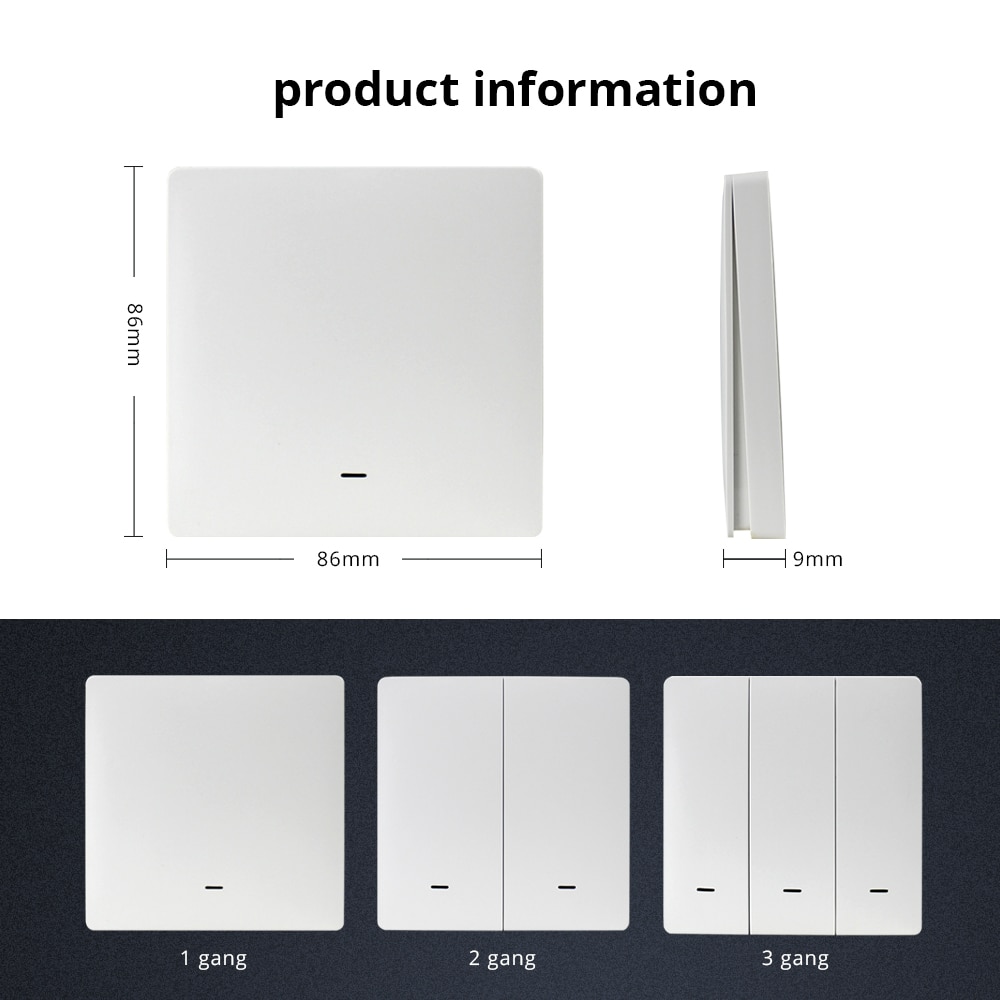 Zemismart Tuya Zigbee Wireless Switch Battery Wall Remote with Push Button Smart Life 1 2 3 Gangs